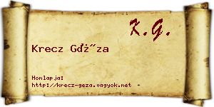Krecz Géza névjegykártya