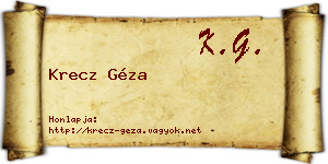 Krecz Géza névjegykártya